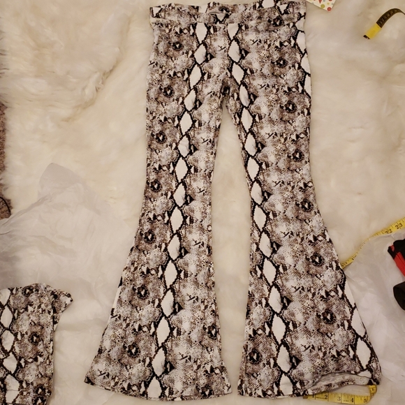 Snakeskin Flare Bell Wide Leg Pants Palazzo - Picture 8 of 9